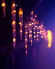 Vertical shot of beautiful Christmas lights hanging on the wall