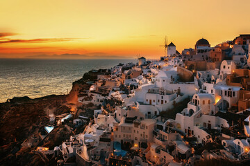 Sunset on the island of Santorini. Greece.