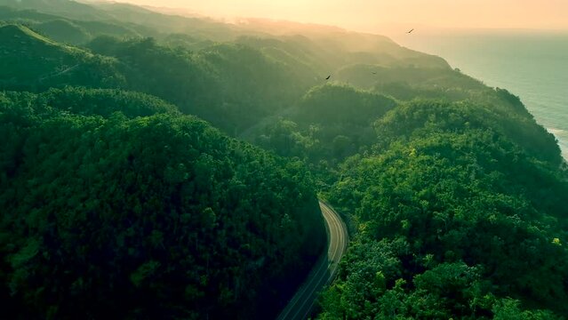 Scenic view of hills above Las Terrenas, Dominican Republic.
