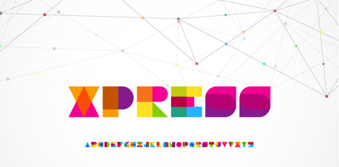 Overlay colorful alphabet. Color overlap, decorative font, geometric type for modern color logo, abstract headline, art lettering and maxi typographic. Minimal style letter, vector typography desig