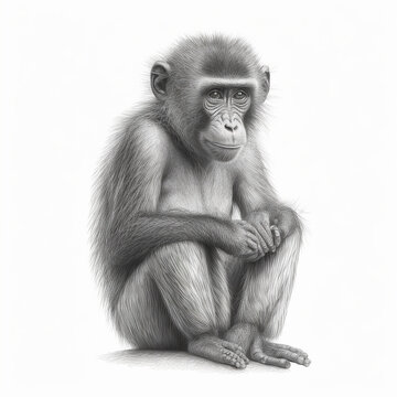 recommend clip art: Pencil sketch cute baboon animal draw AI Generated