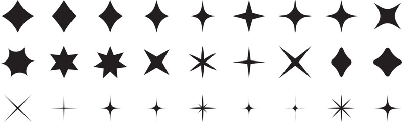 Sparkle icon vector set. Star icons.black.