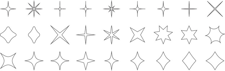 Sparkle icon vector set. Star icons.