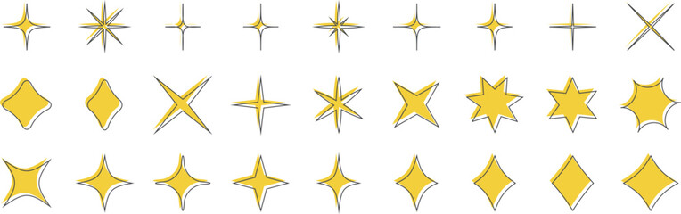 Sparkle icon vector set. Star icons.