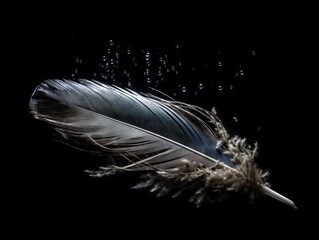 A single feather floating in mid-air