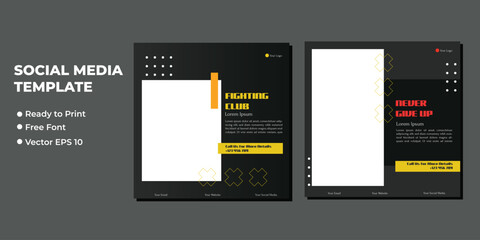 Fitness gym social media post square banner template for fitness studio promotion