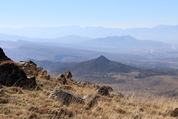 Aerial shot of mountain landscape.mountain peak and landscape