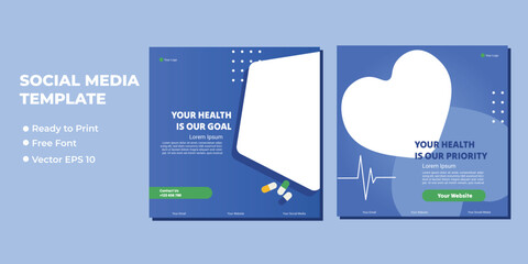 Medical healthcare service social media post template design. Hospital, doctor, clinic and dentist health business promotion flyer poster.