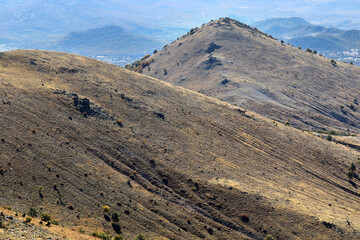 Aerial shot of mountain landscape.mountain peak and landscape