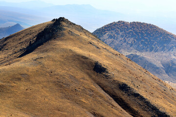 Aerial shot of mountain landscape.mountain peak and landscape