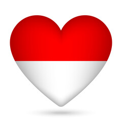 Indonesia flag in heart shape. Vector illustration.