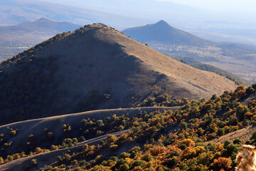 Aerial shot of mountain landscape.mountain peak and landscape