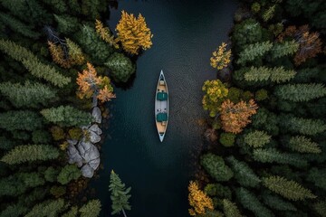 aerial view of canoe algonquin lake park illustration generative ai