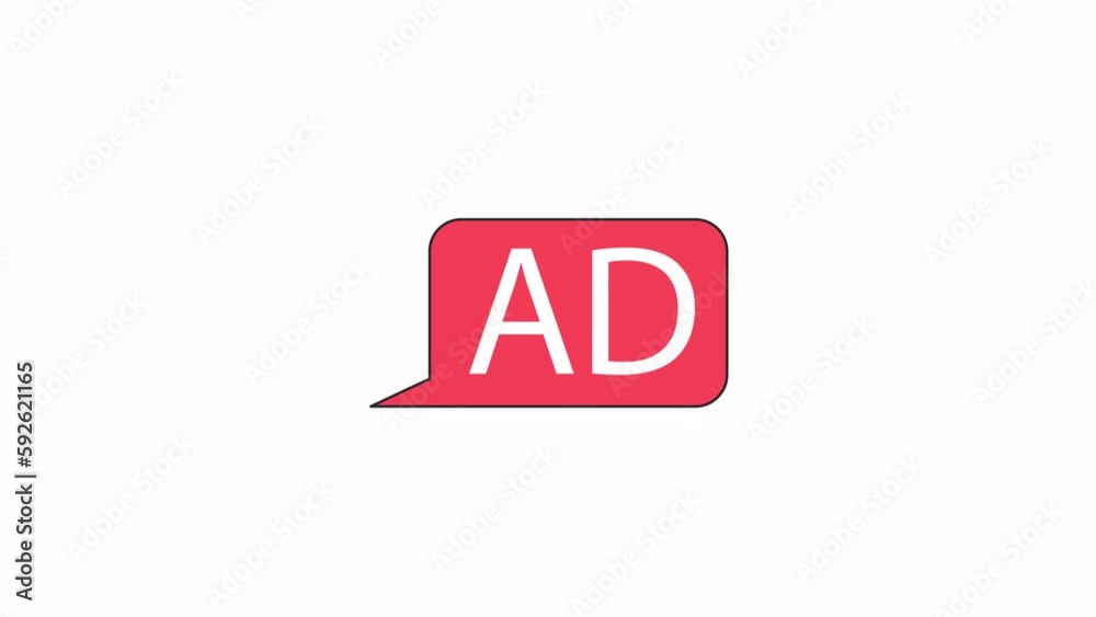 Poster animated pop up ads bubble speech. flat outline style icon 4k video footage for web design. notify i