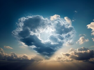 Naklejka na ściany i meble A heart-shaped cloud in the sky