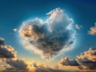 Fototapeta na wymiar A heart-shaped cloud in the sky