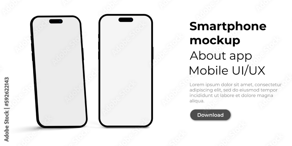 Poster realistic smartphone mockup on isolated background. photorealistic smartphone for ui ux presentation