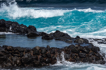 Volcanic rock pool in the Atlantic Ocean 