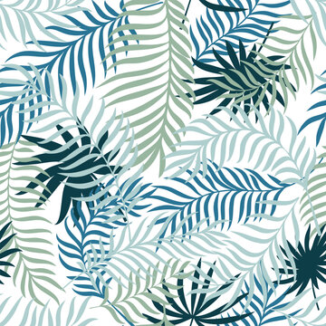 Seamless pattern with tropical palm leaves. Modern botany background for textile, fabric, wallpaper, wrapping, gift wrap, paper, scrapbook and packaging. Vector illustration © Logvin art