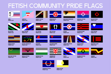 LGBT sexual identity pride flags gender collection. Flag of gay, lesbian, transgender, bisexual. Vector Illustration