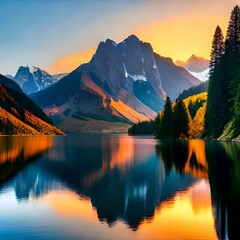 The reflected mountain, generative ai