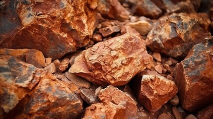 Red brown stone background. Rock surface. Mountain texture. Close-up. Bright rock background for your design