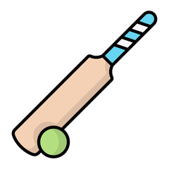 Bat Ball Line Color Icon