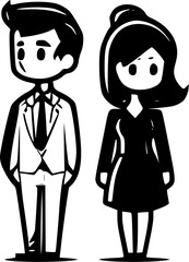 Couples | Black and White Vector illustration
