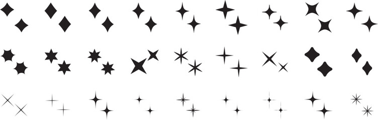 Sparkle icon vector set. Star icons.black.