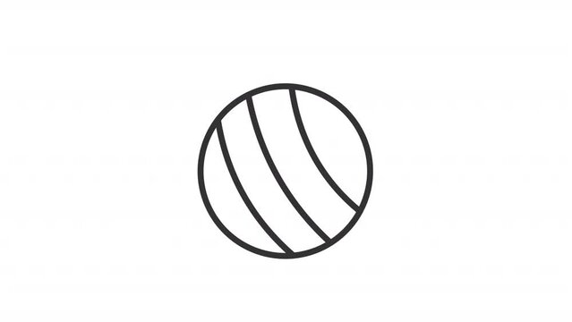 Animated ball linear icon. Rotating and bouncing sphere. Funny toy. Sport equipment. Seamless loop HD video with alpha channel on transparent background. Outline motion graphic animation