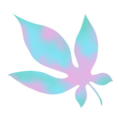 Multicolored leaves, digital illustration, hand-drawn using watercolor brushes.