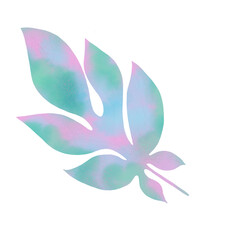 Multicolored leaves, digital illustration, hand-drawn using watercolor brushes.