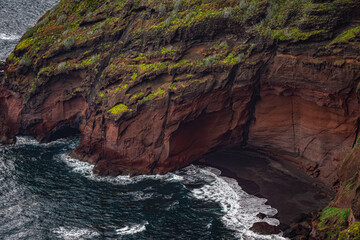 Aerial view along the Atlantic Ocean near Benijo in the Anaga Natural Park in Tenerife Canary Islands