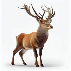 Deer on isolated white background Generative AI