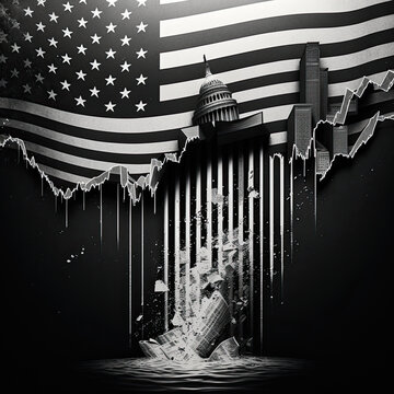 ai generated illustration Inflation of United States economy, inflation, crisis and stock market collapse
