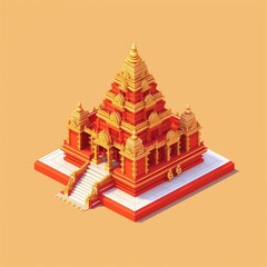 isomteric 3d model of temple