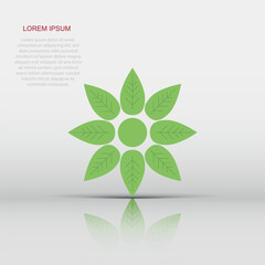 Flower icon in flat style. Petal illustration pictogram. Floral sign business concept.