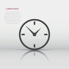 Alarm clock icon in flat style. Timer sign illustration pictogram. Stopwatch business concept.