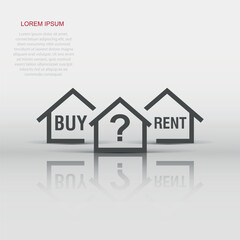 Vector buy or rent house icon in flat style. House sign illustration pictogram. Home business concept.