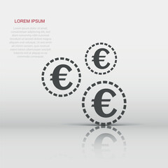 Vector euro coins icon in flat style. Money coin sign illustration pictogram. Euro cash business concept.