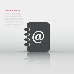 Vector address book icon in flat style. Contact note sign illustration pictogram. Notebook business concept.