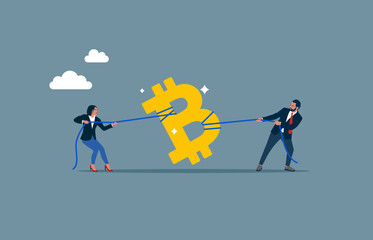 Financial crisis and tearing money. Divide finance. Modern vector illustration in flat style