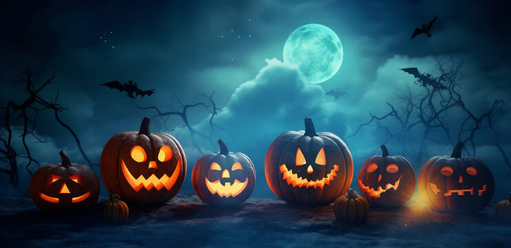 Spooky Halloween Background. Illustration AI Generative.