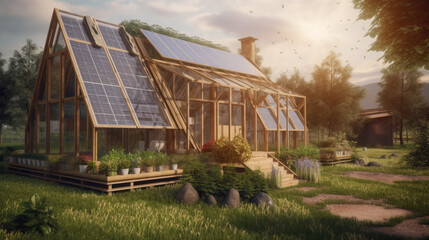 Obraz premium Sustainable Eco Friendly Nature Landscape House Architecture Design