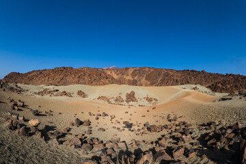 Hiking up at the summit of mount Teide Volcano in Tenerife 