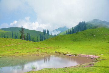 landscape with lake and mountains