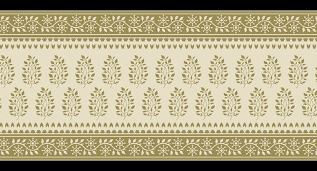 Beautiful seamless pattern beautiful flowers and leaves. Textile Digital Ikat Ethnic Design.