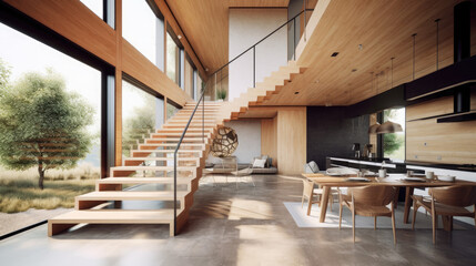 Fototapeta premium Sustainable living Eco Friendly House Interior Home Environment