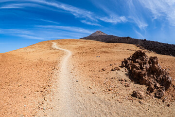 Hiking up at the summit of mount Teide Volcano in Tenerife 