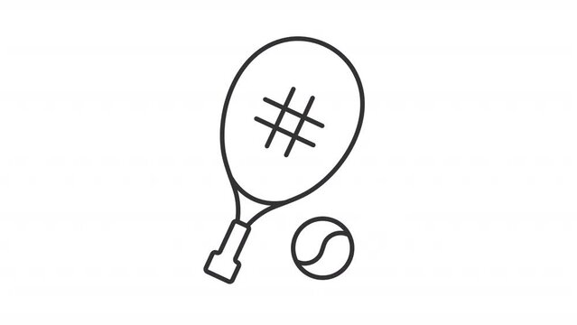 Racket sports animated loader. Hit ball with paddle. Simple linear loading icon. Seamless loop HD video with alpha channel on transparent background. Outline wait-animation indicator for web UI design